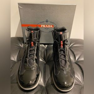 Prada Vernice+Bike Mens High Top Sneaker Size: 11US / 10UK